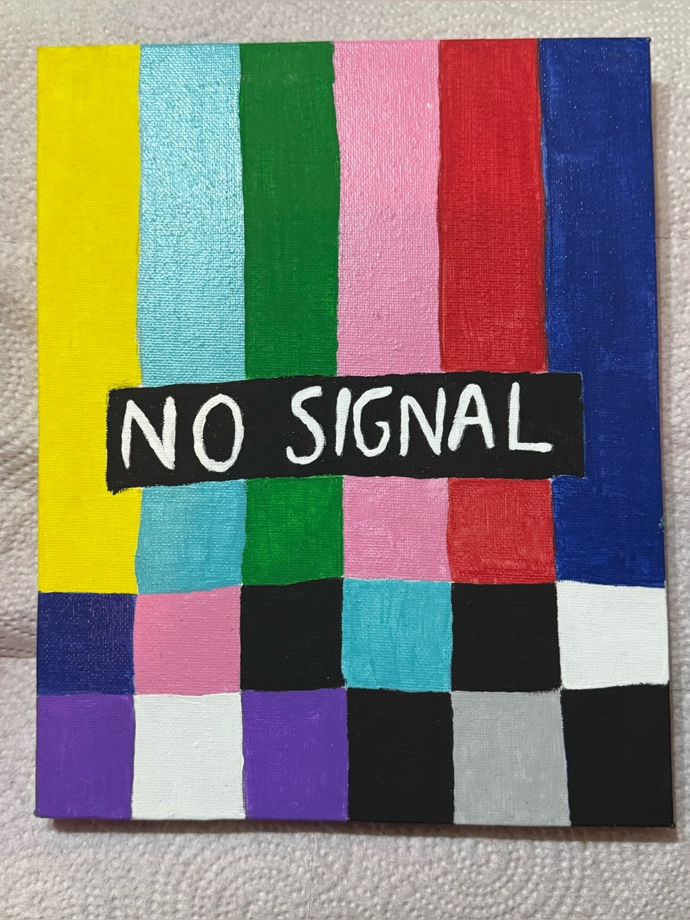 Color Block "NO SIGNAL" Hand Painted - Picture 4 of 4